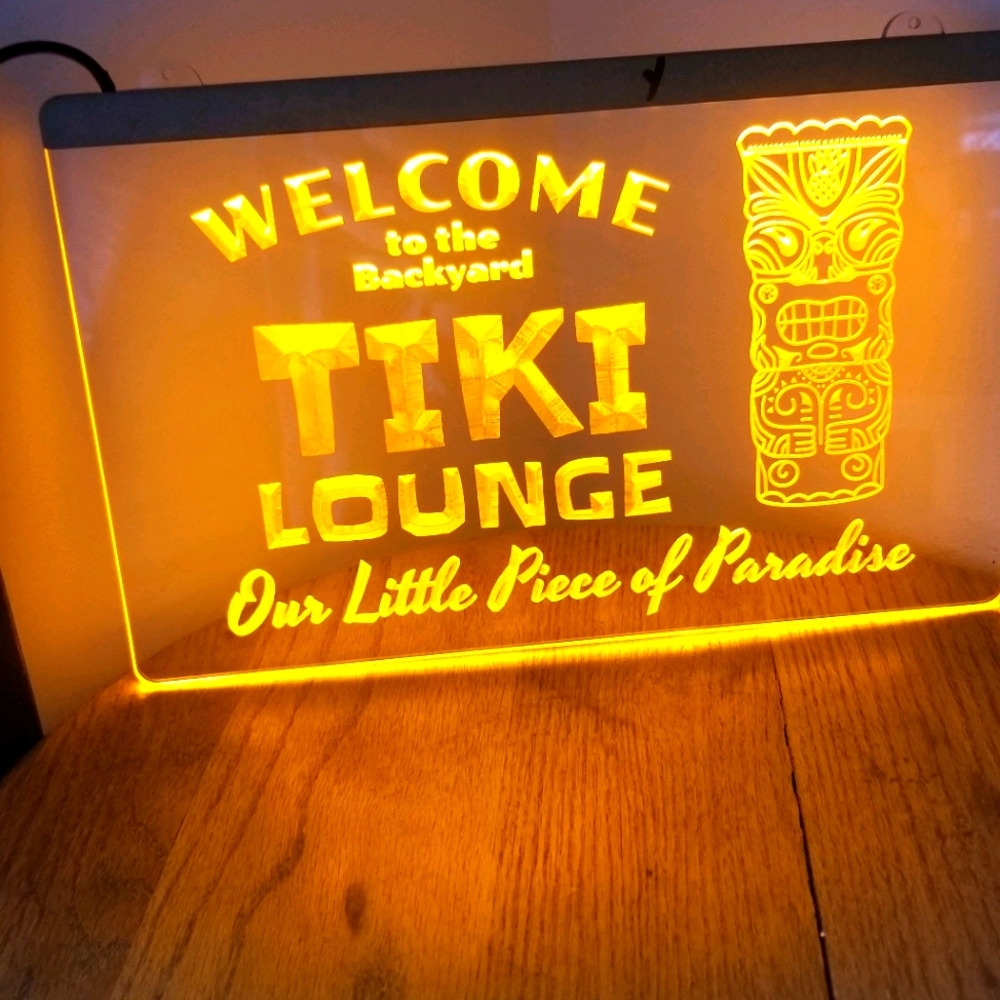 Tiki hut lounge LED light sign 9x12 new mancave